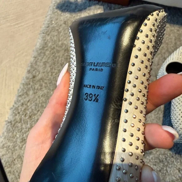 Saint Laurent White Studded Heels - Picture 6 of 10